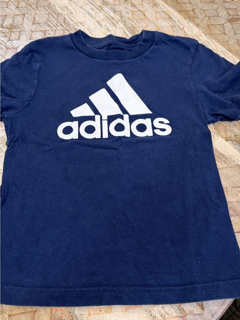 adidas Navy Short-Sleeve Tee with White Logo